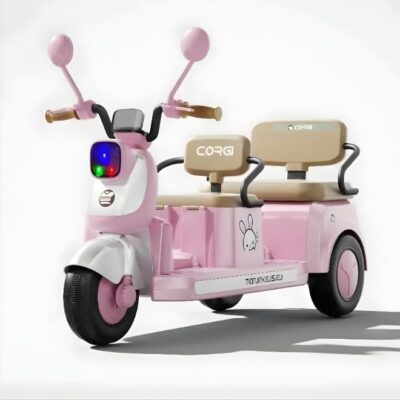Kids Electric Motorcycle Ride-On Toy with Music & Lights, 2-Seater, 3-Wheel Design, Rechargeable