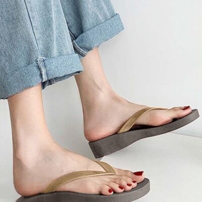Women's Flip Flop Slippers, Chunky Heel Slippers for Women, Non-Slip Thick Sole Platform Slippers,