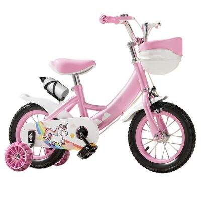 20 inch Kids Bike, with Flashing Training Wheels and Water Bottle, Adjustable Seat and Handlebars,