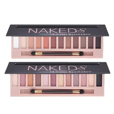 2 Pack 12 Colors Makeup Nude Colors Eyeshadow Palette Natural Nude Matte Shimmer Glitter Pigment