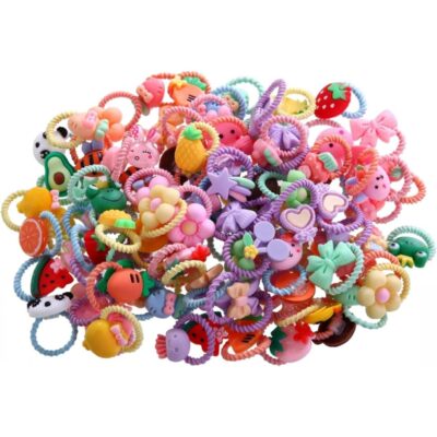 100 Pieces of Mixed Color Elastic Hair Bands for Girls, Soft Elastic Hair Bands, Braided Hair