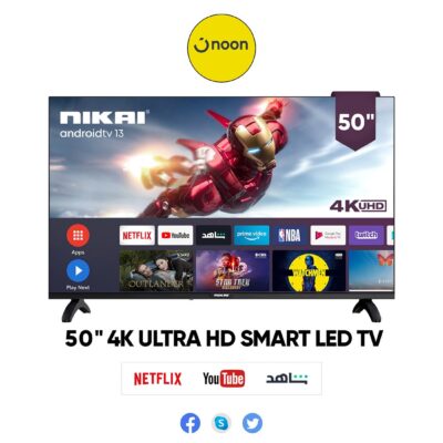50 Inch 4K UHD Smart LED TV, Android OS, Built-in Wi-Fi - Black