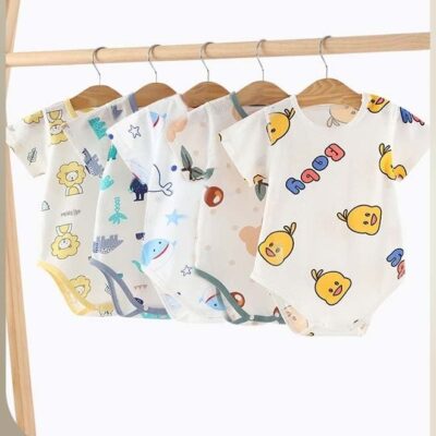 Baby Boys Girls Onepiece Romper Sets 5pcs Summer Baby Bodysuit Half Sleeves Romper Sleep Suit Sets