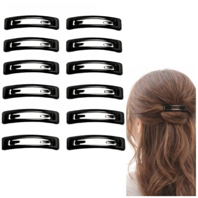 10 Pcs Black Snap Hair Clips for Women & Girls - Durable Strong Hold No Slip Hair Pins Metal Hair