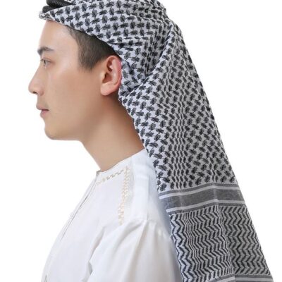 Head Wrap Scarf Arabic Turban Tactical Desert Neck Headwear Wrap for Men Women, Arab Scarf in Black