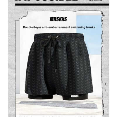 Men's Swimming Trunks Double-layer Anti-embarrassment Swimming Shorts Summer Quick-drying Loose