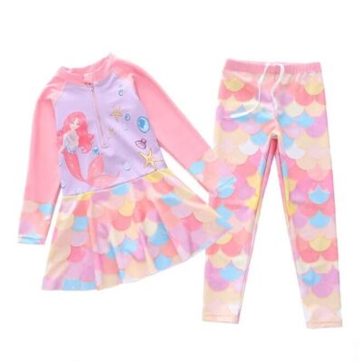 New mermaid swimsuit, long sleeved pants with skirt, conservative girls' swimsuit,swimming suit for