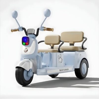 Kids Electric Motorcycle Ride-On Toy with Music & Lights, 2-Seater, 3-Wheel Design, Rechargeable