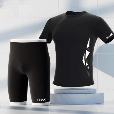 Men's Quick-Dry Swimwear Set, Loose-Fit Sun Protection Fishing Swim Top and Shorts Set