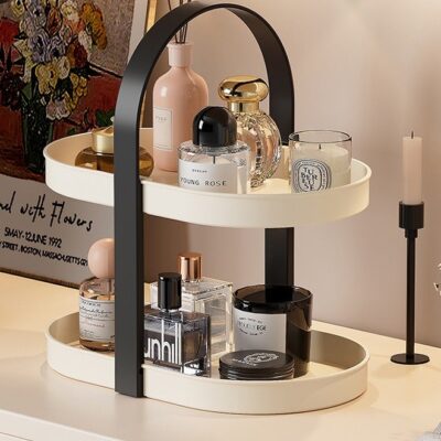 Double-deck Bathroom Countertop Ognanizer, Desktop Perfume & Skincare Display Stand, Portable