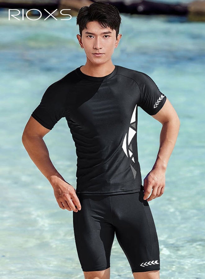 Men's Quick-Dry Swimwear Set, Loose-Fit Sun Protection Fishing Swim Top and Shorts Set - Image 2