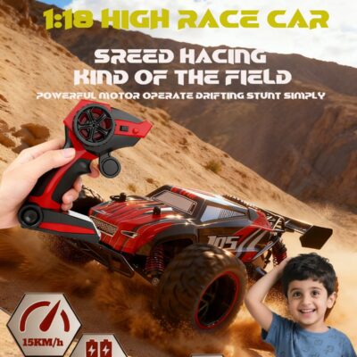 JJRC Q105 Remote Control Car, 1:18 Scale All Terrain RC Cars, 15Km/h with Colorful LedLight and one
