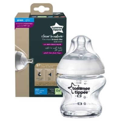 150 ml closer to nature collection glass bottle from tommee tippee. It comes with an easi-vent