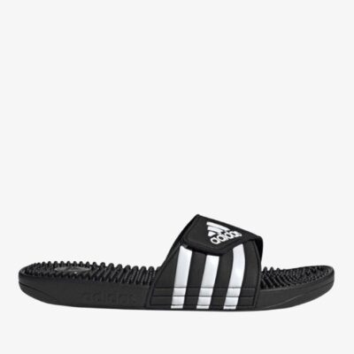These adidas Adissage slides have a flexible nubby footbed that massages hardworking feet and a