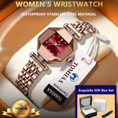 TOMIIAA Women Watches Multifunction Chronograph Date Quartz Watch for Women Stainless Steel Band