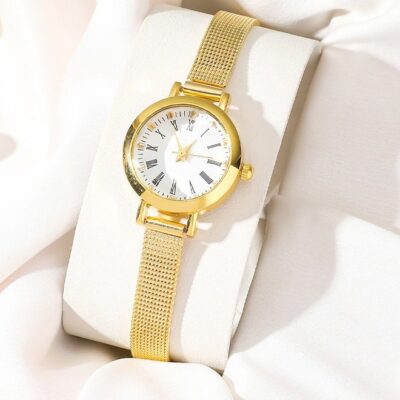Quartz watch, women's retro disc watch, business alloy watch, with mesh strap, suitable for daily