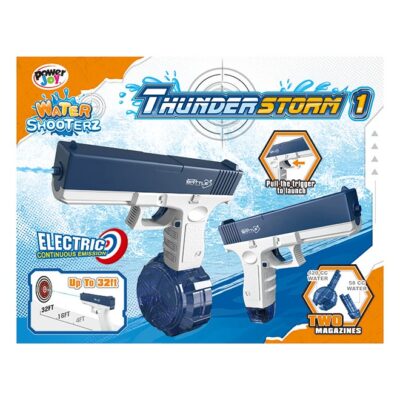 This electric Water Shooterz Gun Thunderstorm 1 with a 420cc + 58cc double water tank will help you