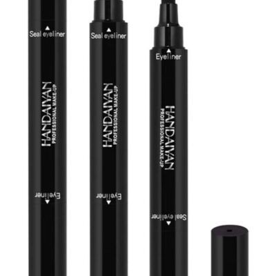 Eye liner wings have never been easier. Line up the stamp from the corner of your eye to the end of
