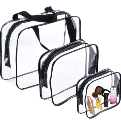 Clear Makeup Bag Package: 1 x Large Makeup Bag with a Handle 1 x Medium Clear Cosmetic Bag 1 x