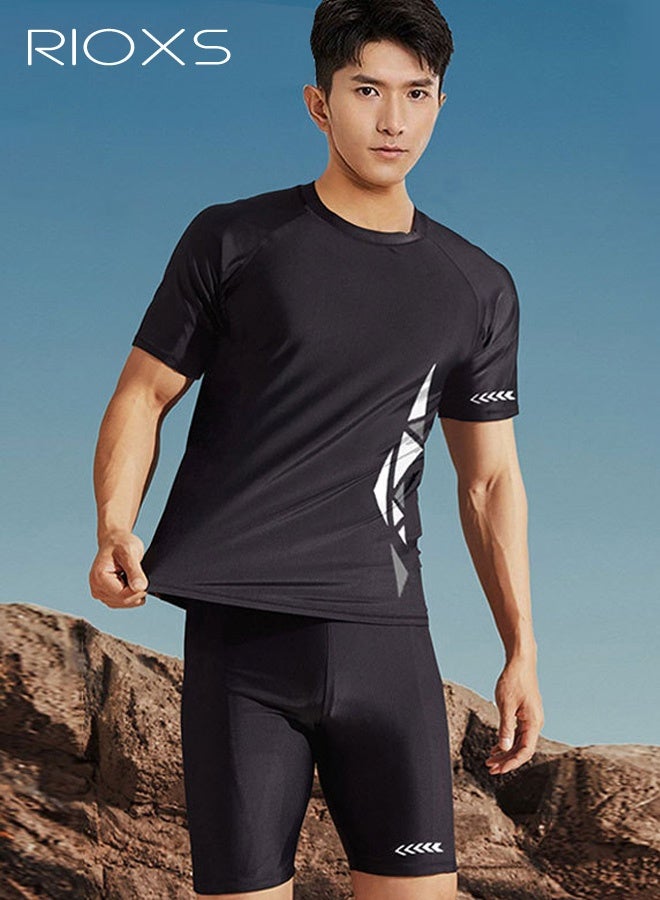 Men's Quick-Dry Swimwear Set, Loose-Fit Sun Protection Fishing Swim Top and Shorts Set - Image 3