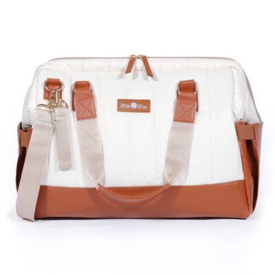 Tote Diaper Bag, Quilted Large Capacity for Baby Care, Water Resistant Vegan Leather Material, Heat