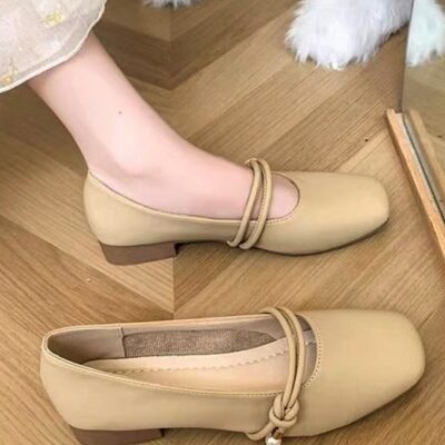 Women's Flats, Mary Jane Flats for Women, Classic Mary Jane Shoes with Strap, PU Leather Square Toe