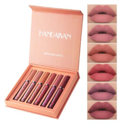 Lipstick Set Matte Liquid 6 Colors Long Lasting Waterproof for Women Highly Pigment Velvety Nude