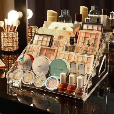 Makeup Organizer for Eyeshadow Palette and Lipstick Organizer, 7 Section Divided Makeup Palette