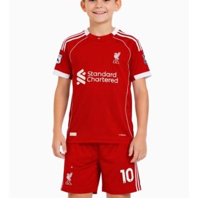 Liverpool FC Team Jersey Number 10 Kids Set– Football Kit Short Sleeve T-Shirt with Matching