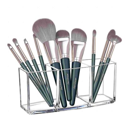 ORiTi 3 Slot Clear Acrylic Makeup Brush Holder Organizer,Eyeliners Display Holder Cosmetic Brushes