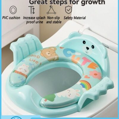 Baby Potty Training Toilet Seat with Soft Cushion Handles, Non-Slip Splash Guard Toddlers Toilet
