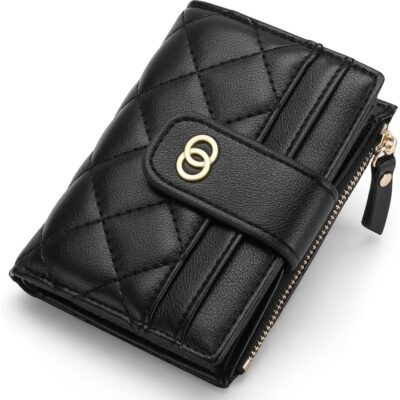 Minimalist Small Zipper Wallets for Women, Slim Bifold PU Leather Credit Card Holder Wallets With