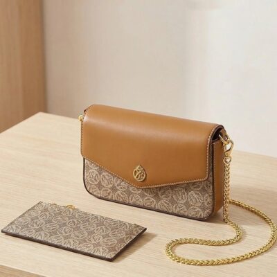 2PCS Bags for Ladies Women Hand Bag & Sling Bag Set, Mini Crossbody Purse with Adjustable Gold
