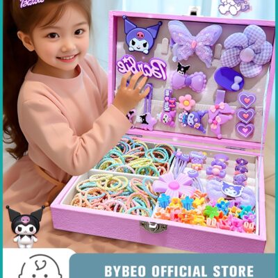 156PCS Hair Accessories Set, Girls Hair Dress Up Kit with Jewelry Box, Hair Ties, Hair Clips and