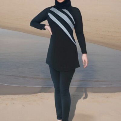 Burkini Plus Size Up To 9XL Swimsuits Set 3-Piece Swimwear Full Cover Swimming Cap Long Sleeve
