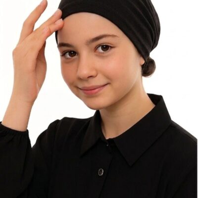 Black Kids Headscarf for Girls Soft and Comfortable Cotton Bandana Ideal for Children Daily Wear