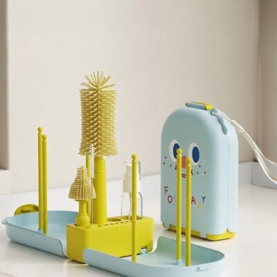 All-in-One Baby Bottle Cleaning Brushes Set with Silicone Bottle Brush, Nipple Brush, Straw Brush,
