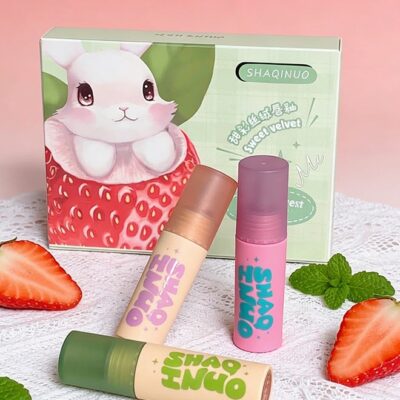 3pcs Sweet Velvet Matte Lip Gloss Gift Set, Long Lasting Moisturizing Non-Fading Lip Tint Kit for