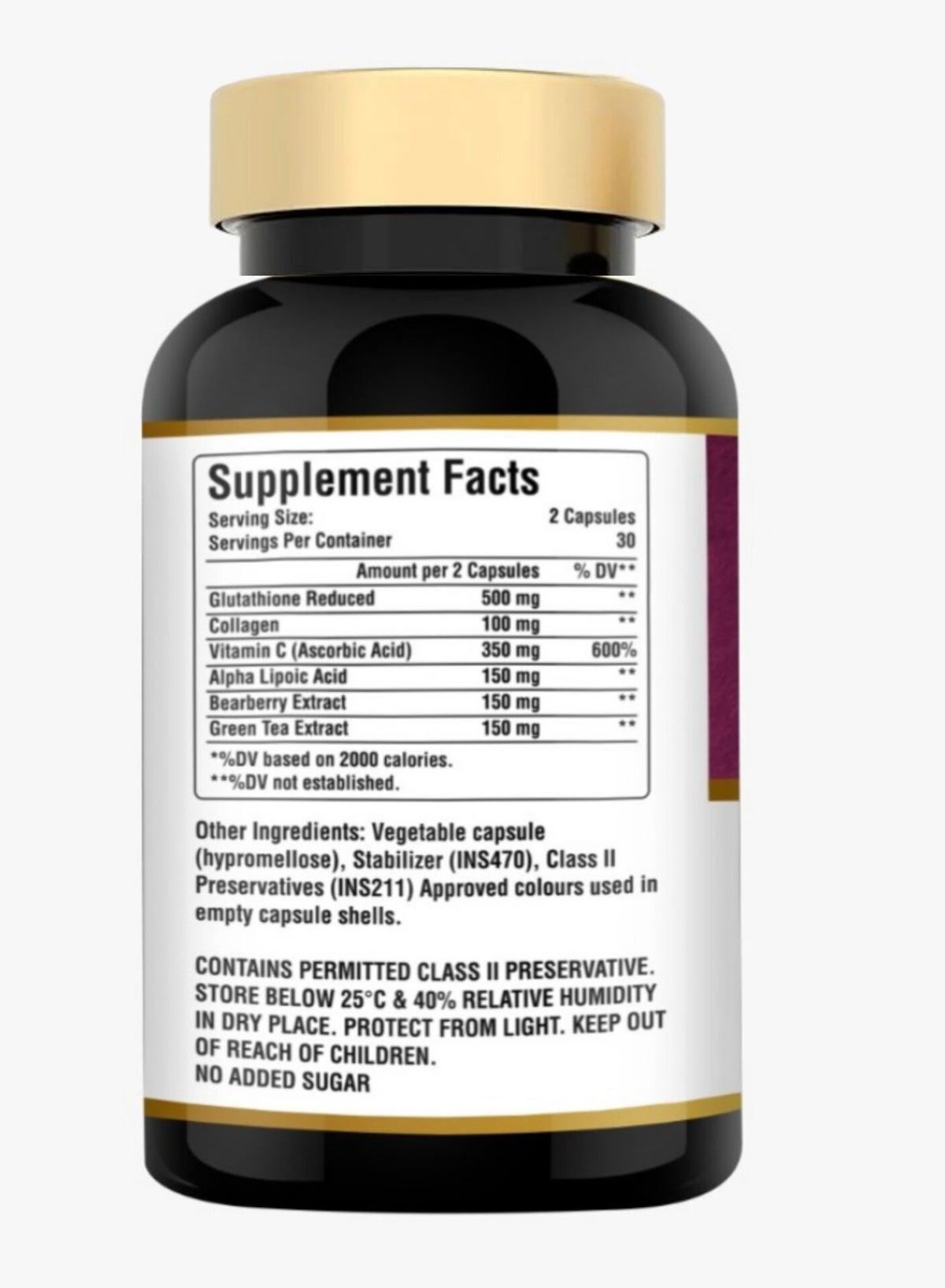 Glutathione 500 Mg With Collagen | Skin Enhancement Formula | Formulated With Vitamin C Alpha Lipoic Acid & Green Tea Extract 60 Capsules For Radiant Skin| Skin Whitening Capsules - Image 2