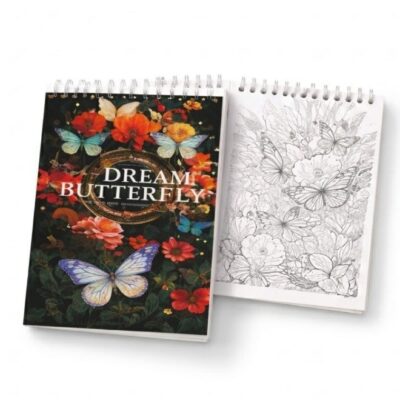 Butterfly Coloring Book for Kids & Adults – Dream Butterfly Floral Coloring Book with Beautiful Butterflies and Flowers, Stress Relief Art Book, Spiral Bound Coloring Notebook for Girls Boys, Relaxation, Creative Drawing Activity Book Gift