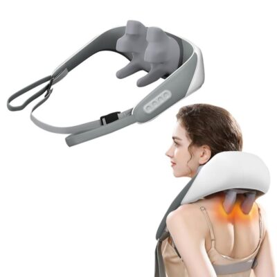 Shiatsu Neck Shoulder Massager With Heat Relieve Tension Target Acupoints Spa-Quality 6D Extra Large Massage Head Wearable Design Ideal Pain Relief Muscle Relaxation Stress Reduction