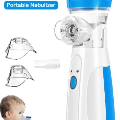 Portable Handheld Nebulizer Machine, Mini Ultrasonic Vaporizer with Adjustable Mist Output, Efficient Medication Delivery for Adults and Children, Includes Masks and Mouthpieces, Perfect for Home and Travel Use