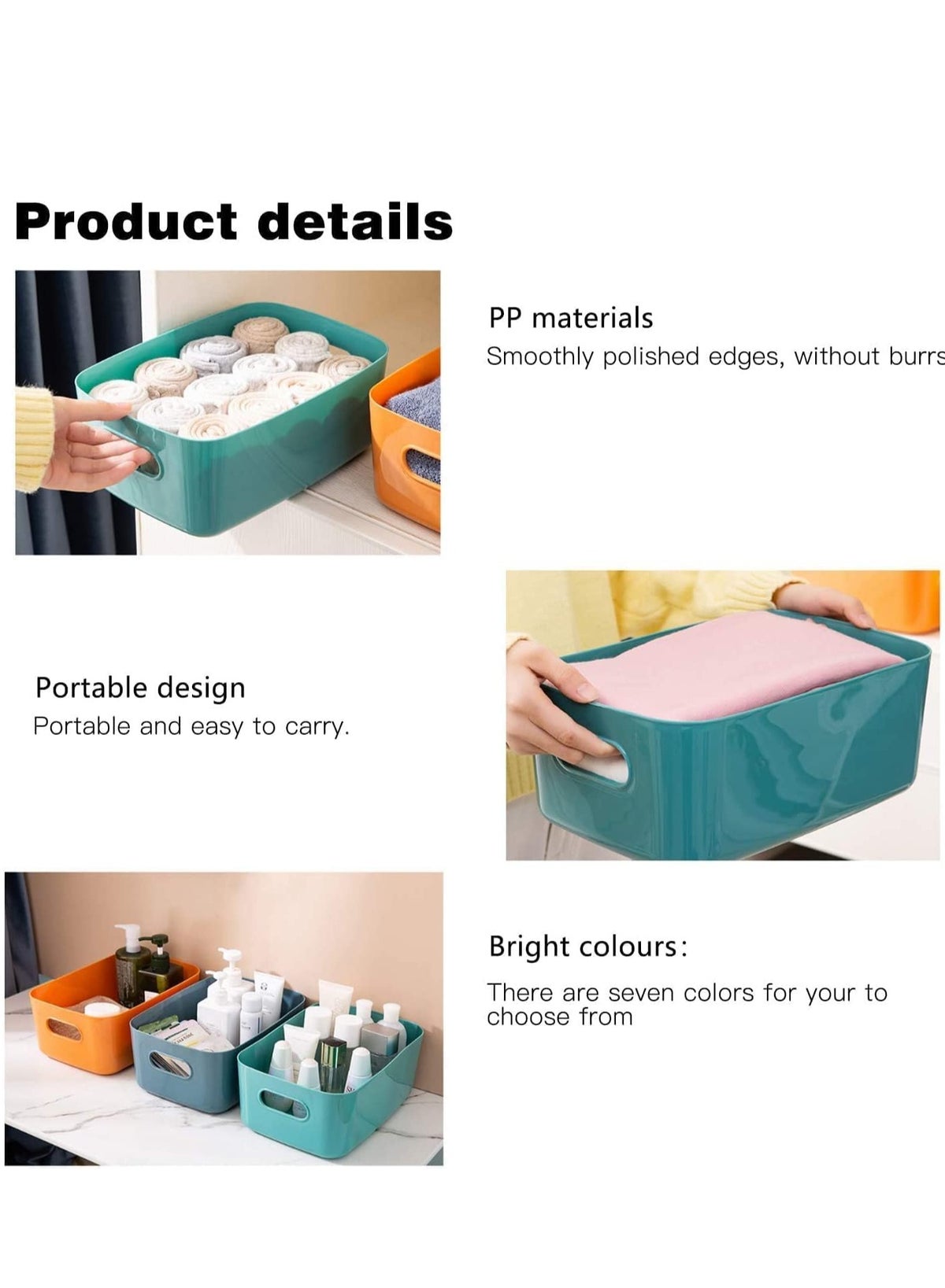 Small Storage Bin, Durable Storage Basket Cabinet Organizer, Toy Baskets Food Storage Containers for Organizing Storage Basket Organizer with Handles, Pack of 8 - Image 4