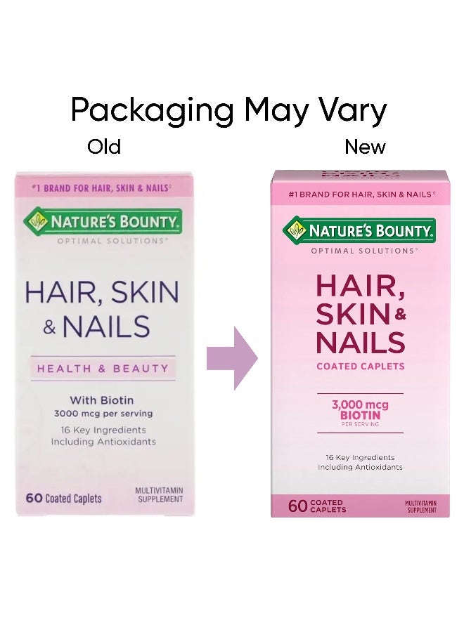 Hair, Skin & Nails, 3000mcg Biotin, 60 Coated Caplets Packaging May Vary - Image 2
