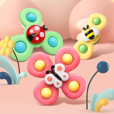 Suction Cup Spinner Toys,Dimple Suction Toy with Silicone Bubbles Release Stress and Anxiety Kids for Bath and Window,Animal Rotating Toddler Spinning Toys, Baby Bath Toys, Suction Cup Fidget Spinner Baby Toys for 1 2 3 Year Old