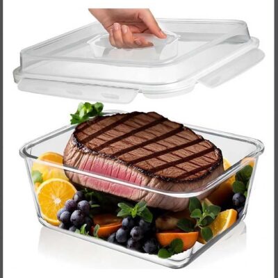 6000 ML / 203 oz / 28 Cup LARGE Glass Food Storage Container with Airtight Locking Lid. Ideal Storing food, Vegetables, Fruits. Baking Casserole, Lasagna, Roasting Turkey, Chicken BPA Free Oven Safe