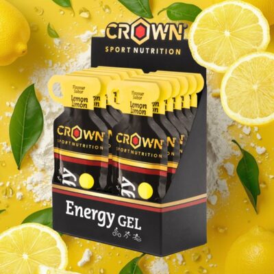 Crown Sport Nutrition 12 x Energy Gels, 40 g Liquid Texture, Carbohydrates, Amino acids and Electrolytes, Lemon Flavor