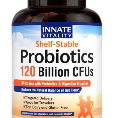Probiotics 120 Billion CFUs, 34 Strains with Prebiotics & Digestive Enzymes - 30 Capsules