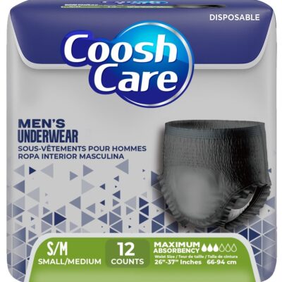Disposable Underwear, Maximum Absorbency Adult Pull-Up Briefs (12 Count), Super Soft Cover, Leakproof Protection, Comfortable & Secure Fit for Incontinence Care (MEN - S/M)