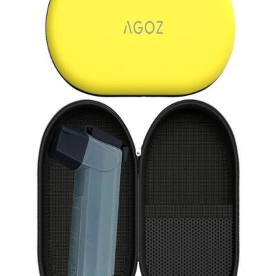AGOZ Asthma Inhaler Case Zippered Holder Protective Medical Pouch Cover with Wrist Strap (Yellow